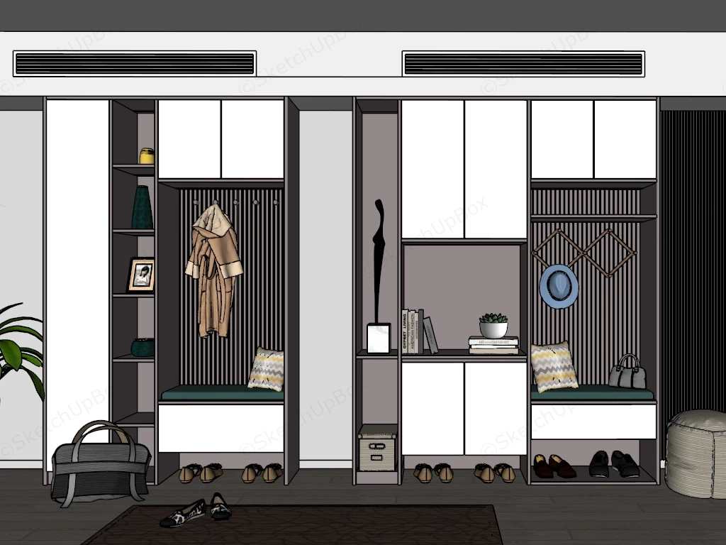 Modular Mudroom Entry Wall Units sketchup model preview - SketchupBox