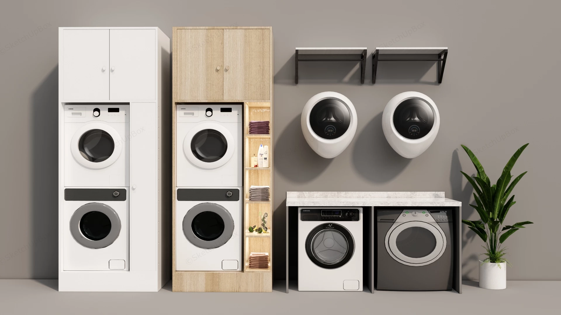 Modern Laundry Room Setup sketchup model preview - SketchupBox