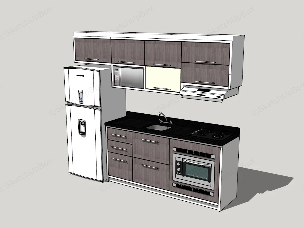 Modern Kitchen Set With Refrigerator sketchup model preview - SketchupBox