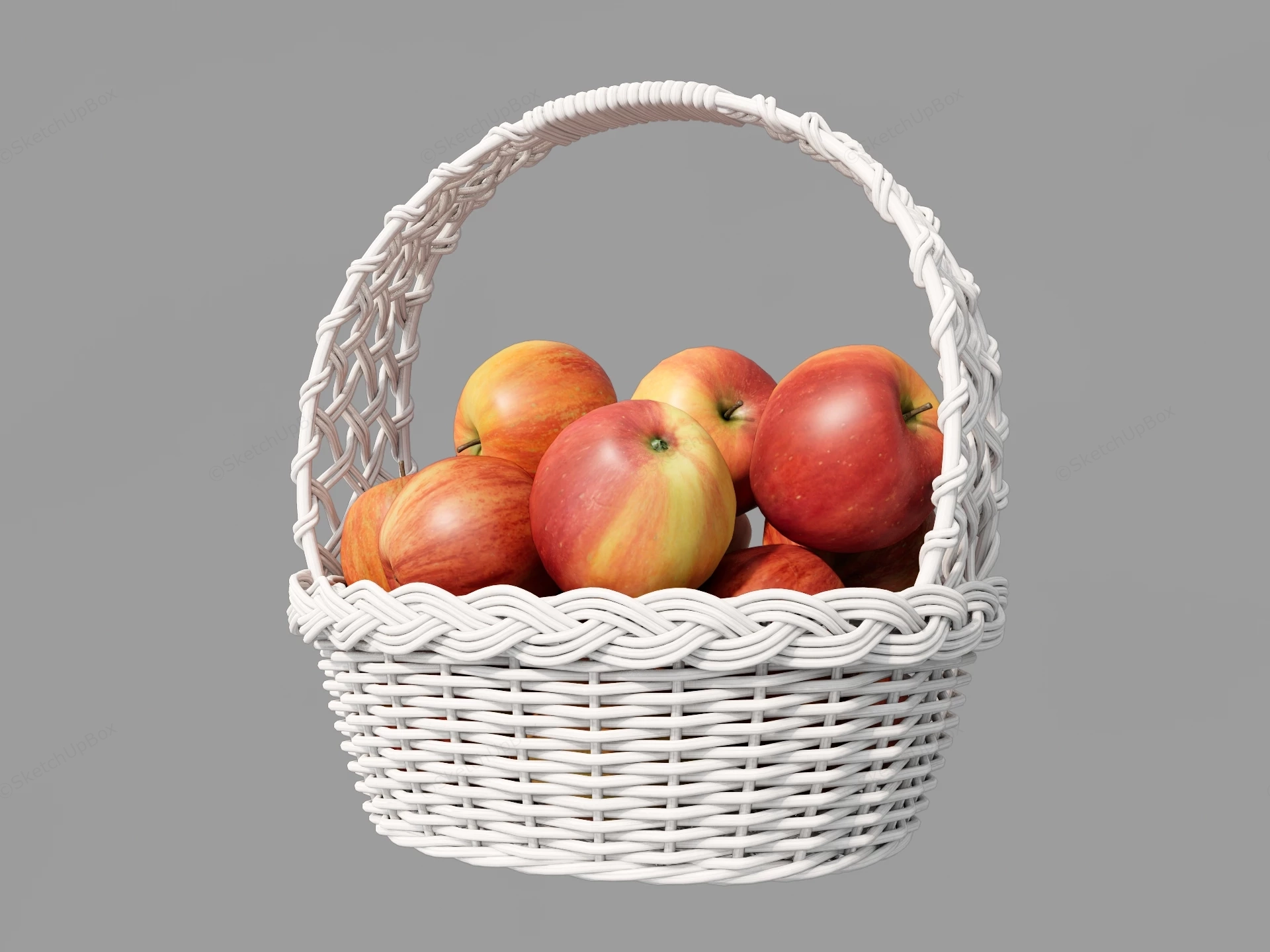 Apples In White Woven Wicker Basket sketchup model preview - SketchupBox