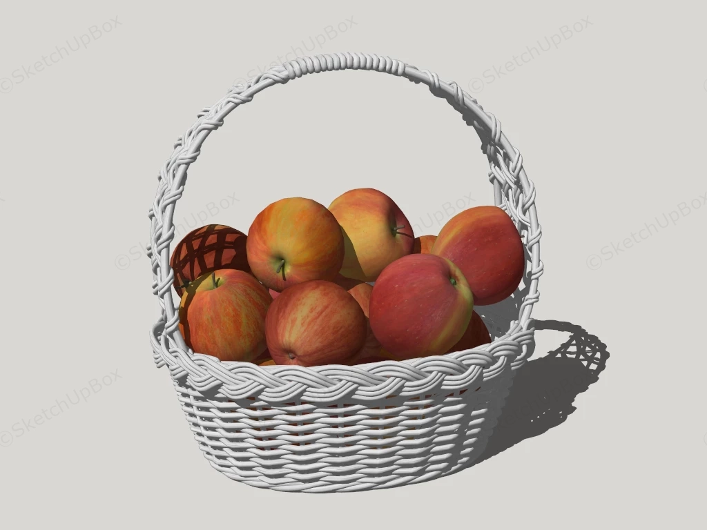 Apples In White Woven Wicker Basket sketchup model preview - SketchupBox