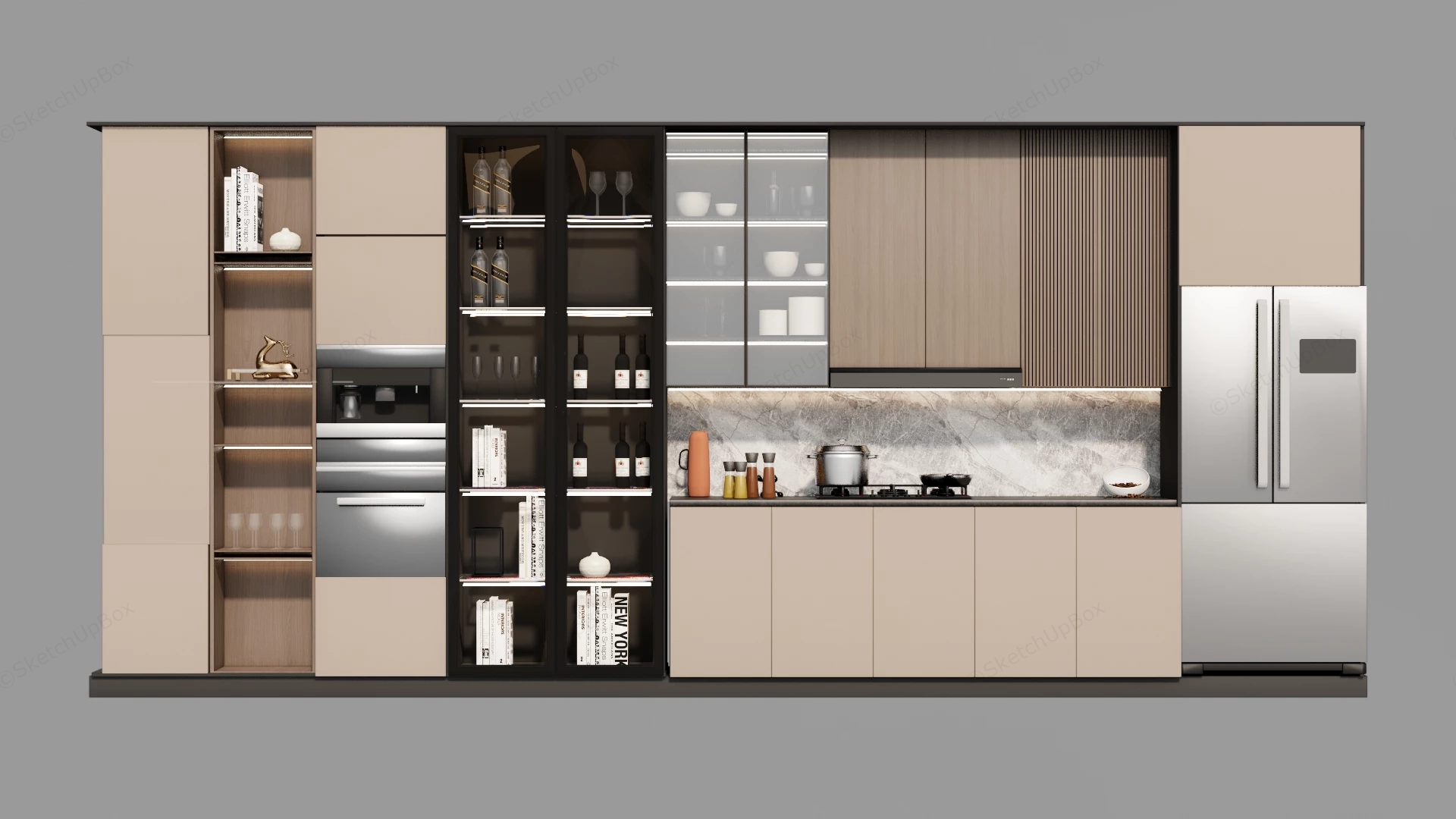 Modern Luxury Modular Kitchen Cabinetry Suite sketchup model preview - SketchupBox