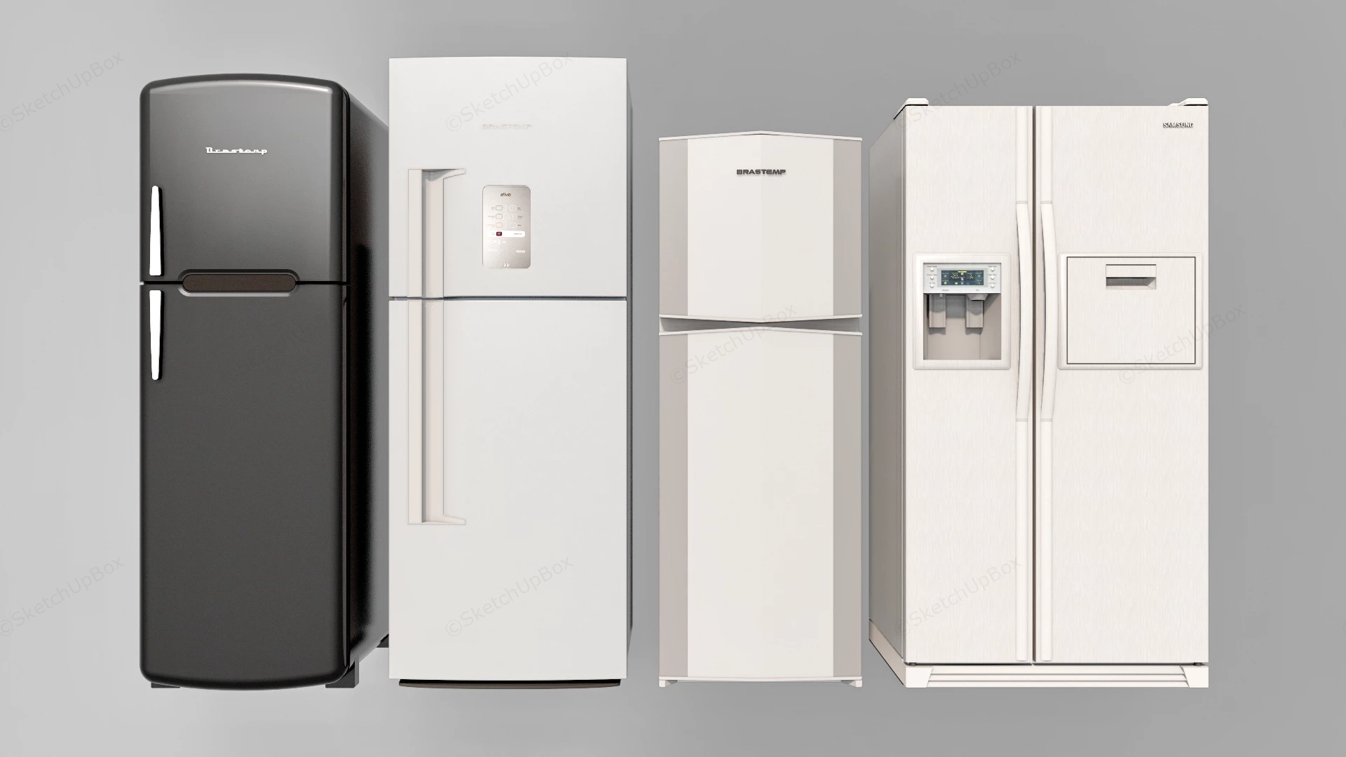 Four Distinct Household Refrigerators sketchup model preview - SketchupBox