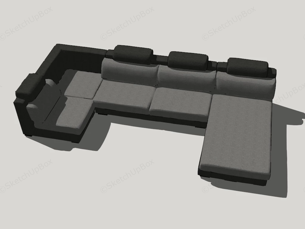 Modern U Shaped Sectional Sofa sketchup model preview - SketchupBox