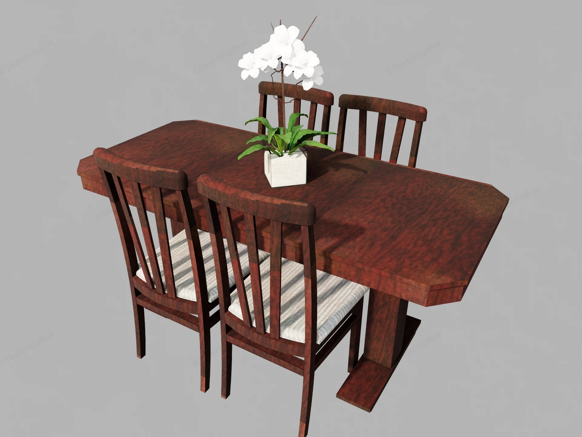 Traditional Wooden Dining Room Set sketchup model preview - SketchupBox