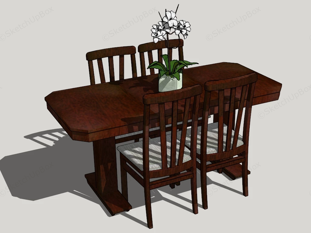 Traditional Wooden Dining Room Set sketchup model preview - SketchupBox