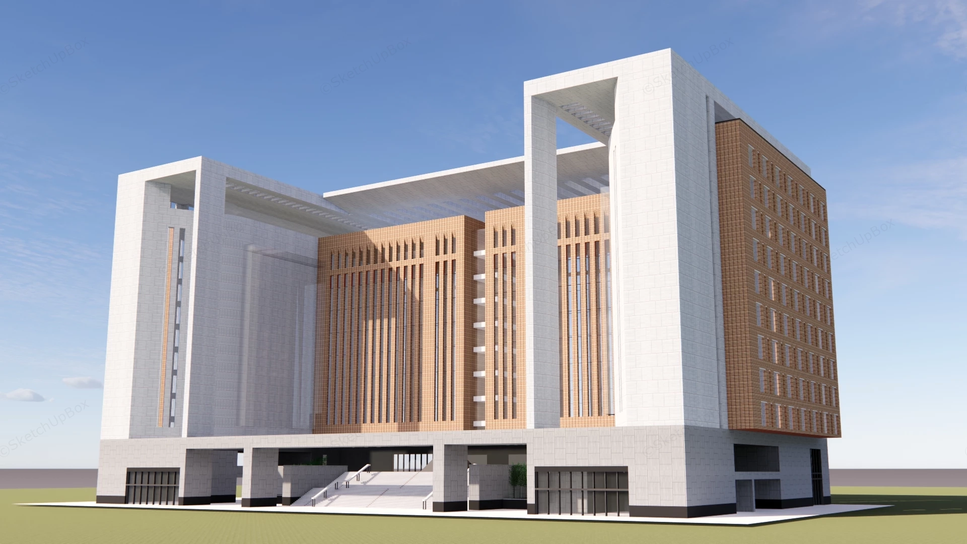 Public Library Building sketchup model preview - SketchupBox