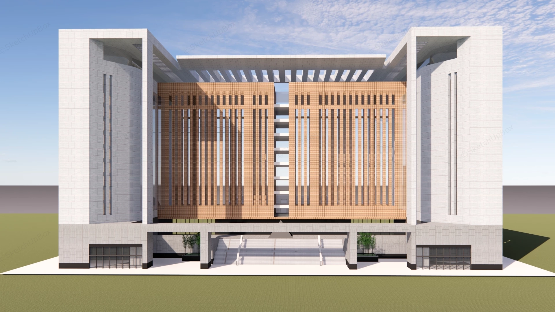 Public Library Building sketchup model preview - SketchupBox