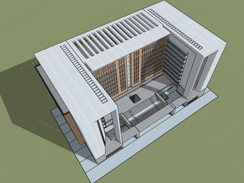 Public Library Building sketchup model preview - SketchupBox