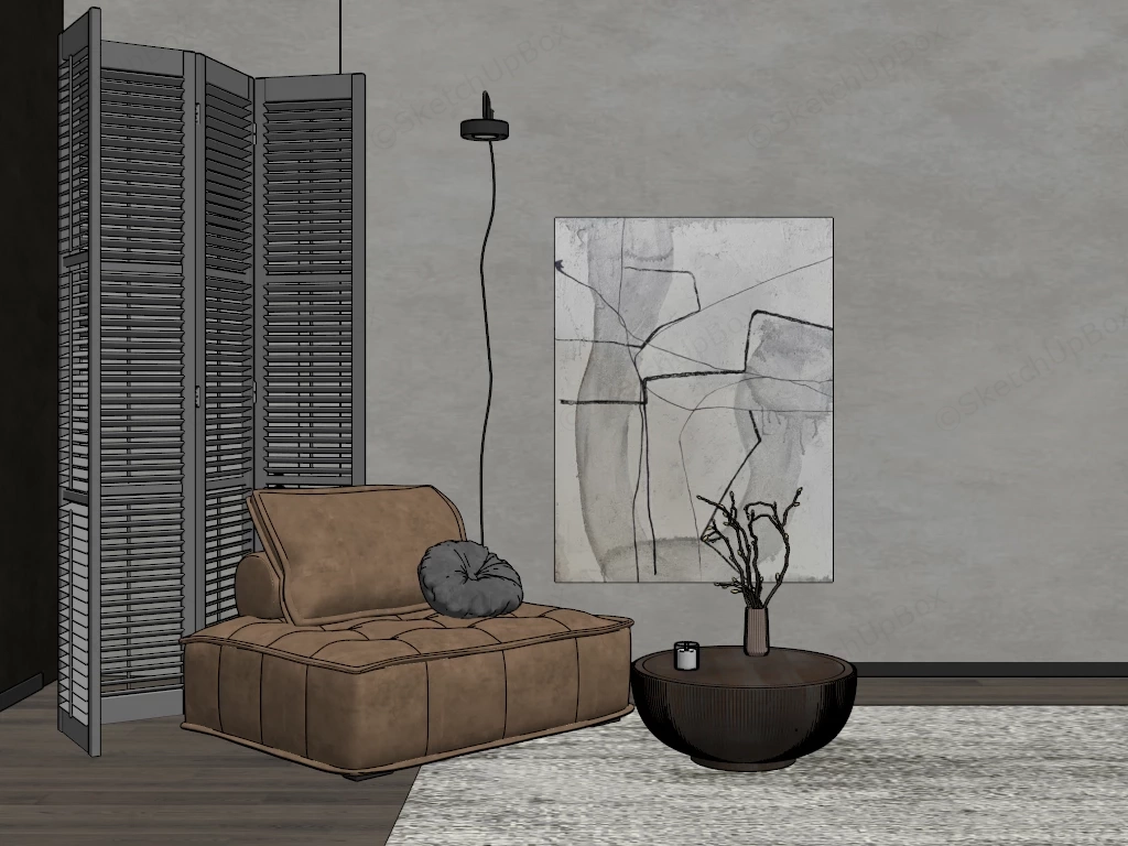 Modern Minimalist Reading Corner sketchup model preview - SketchupBox