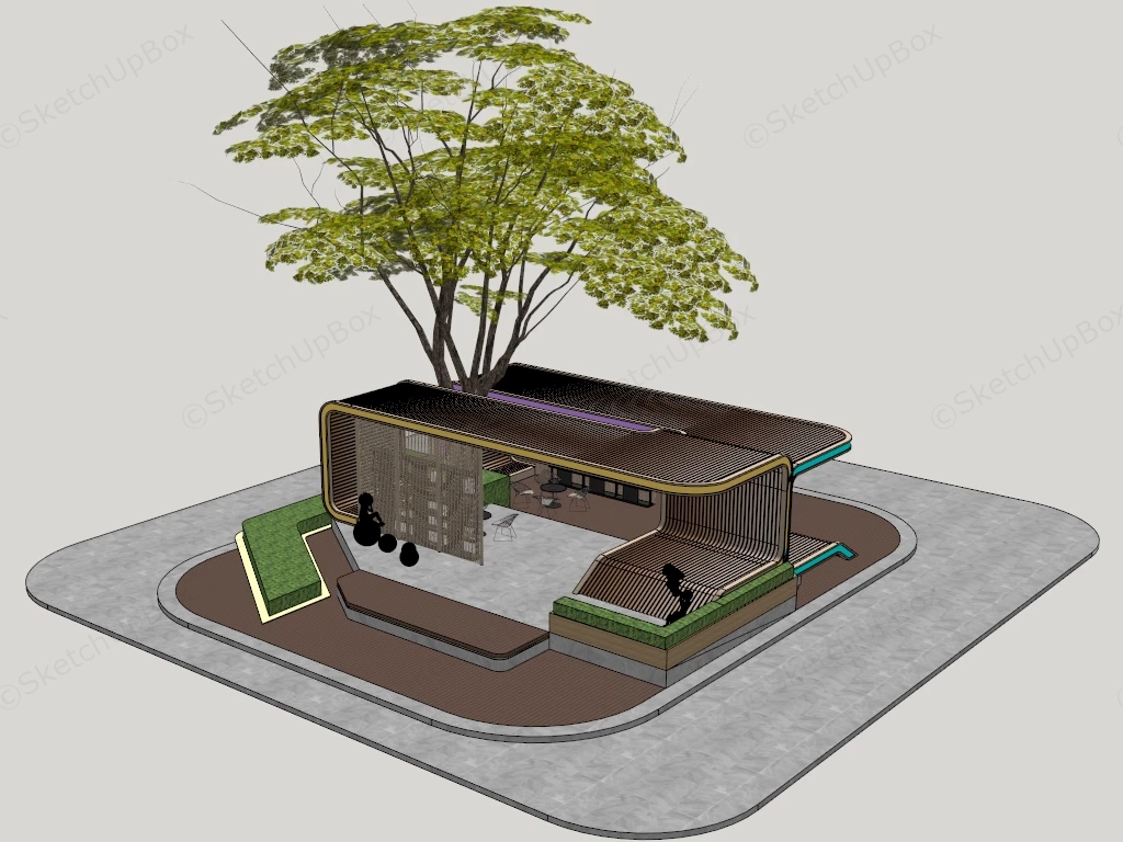 Curved Roof Pavilion Structure sketchup model preview - SketchupBox