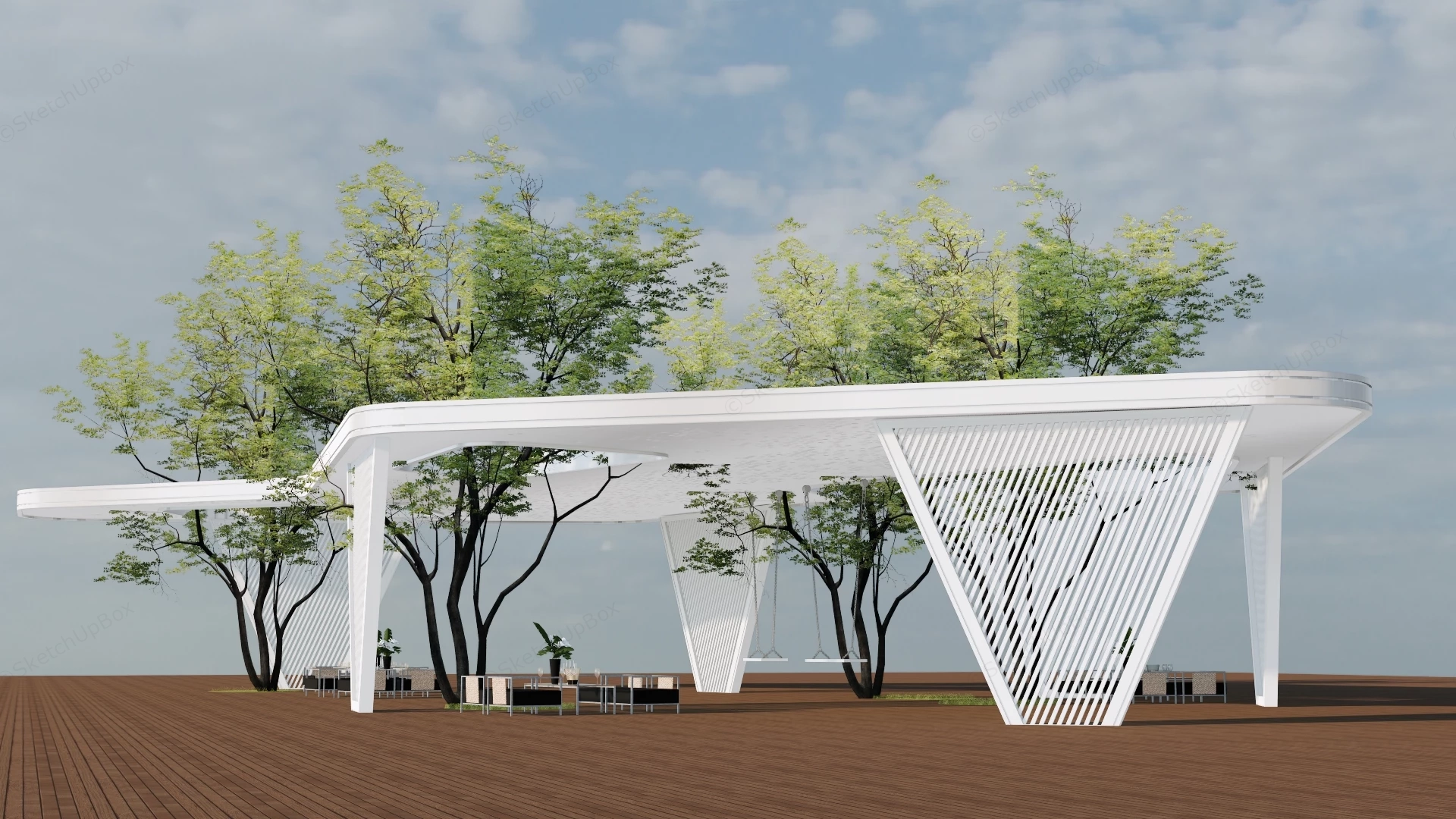 Modern Art Pavilion sketchup model preview - SketchupBox