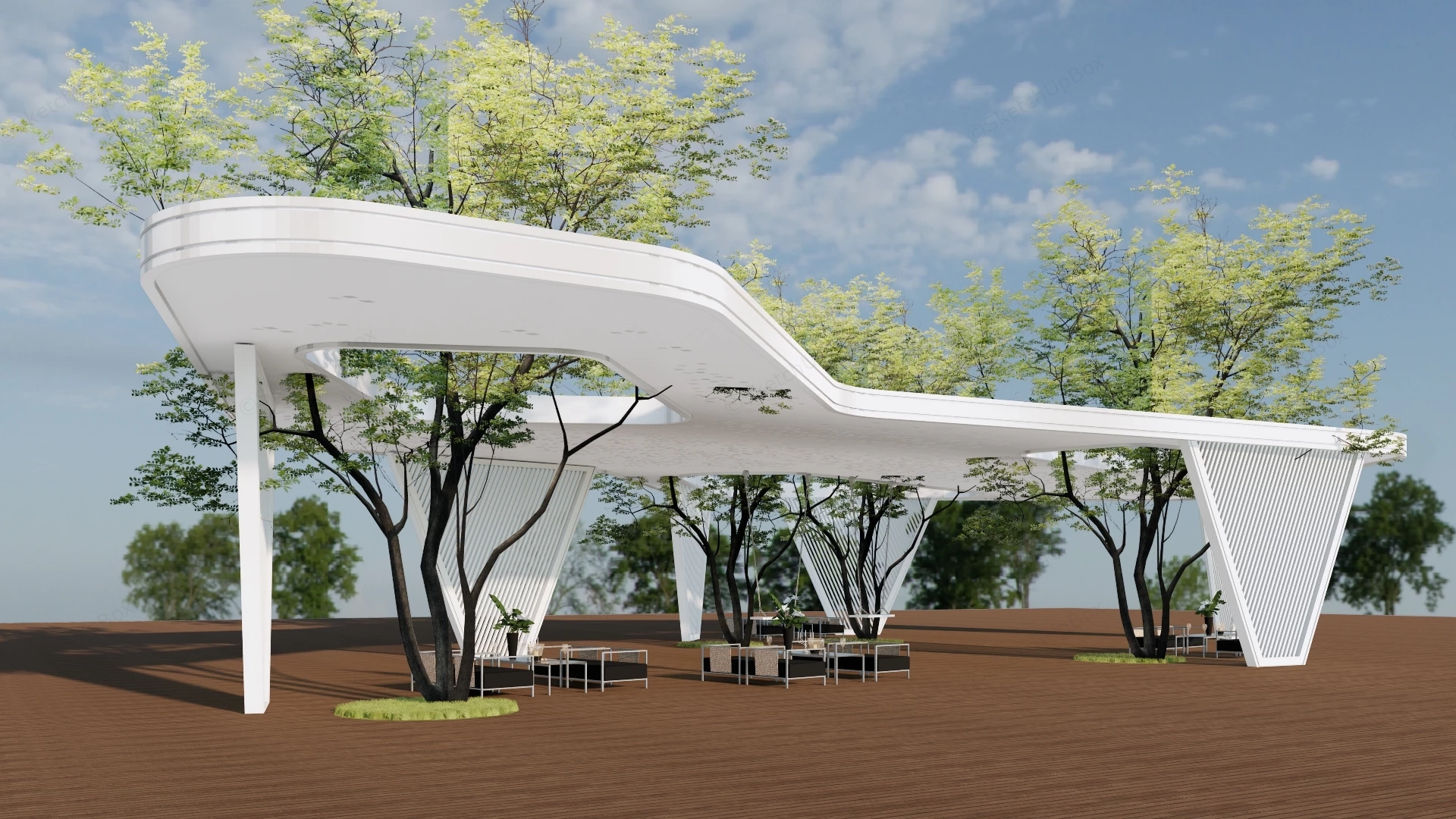 Modern Art Pavilion sketchup model preview - SketchupBox