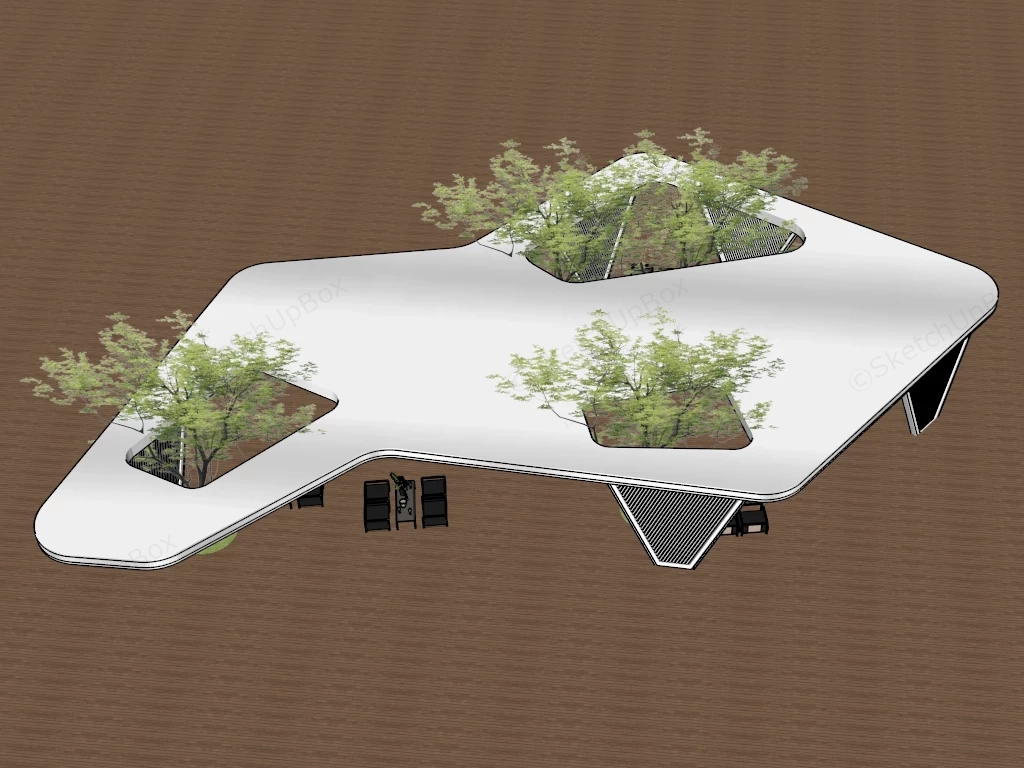 Modern Art Pavilion sketchup model preview - SketchupBox