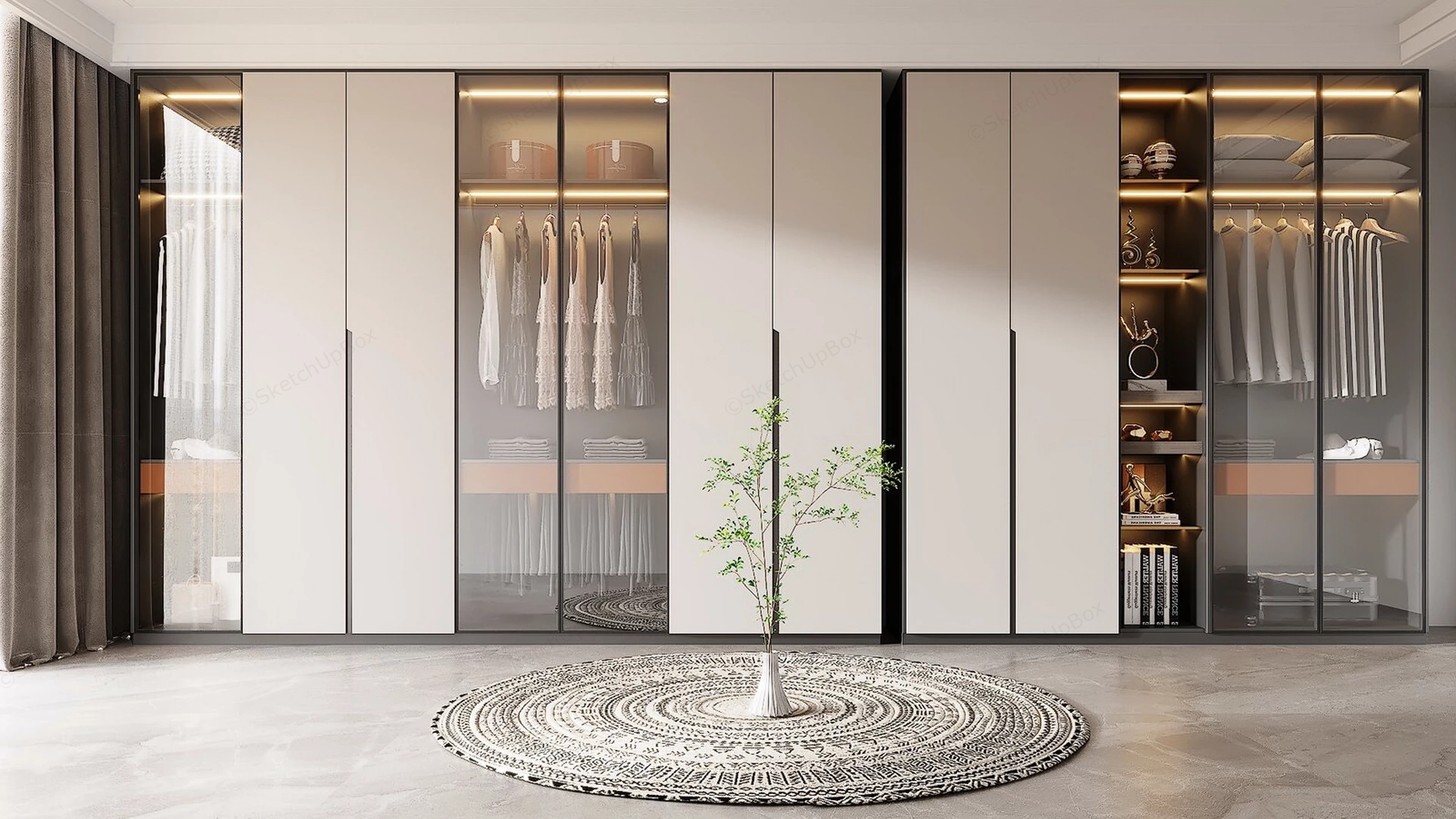 High End Minimalist Custom Wardrobe System sketchup model preview - SketchupBox