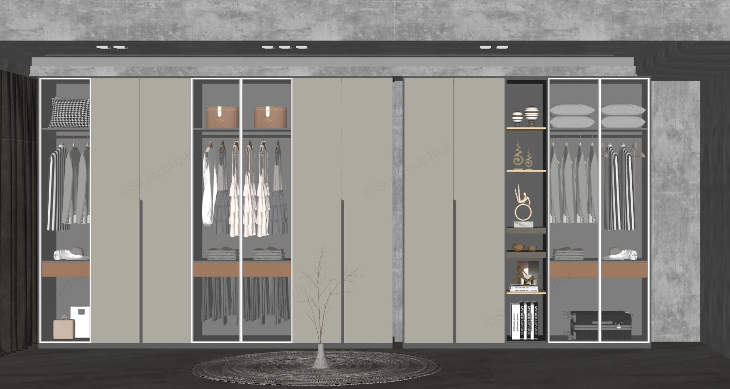 High End Minimalist Custom Wardrobe System sketchup model preview - SketchupBox