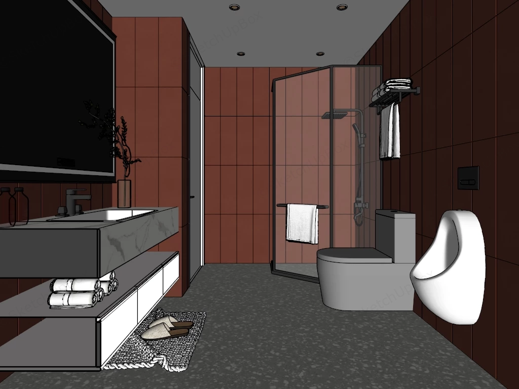 Earthy Color Palette Bathroom Ideas sketchup model preview - SketchupBox