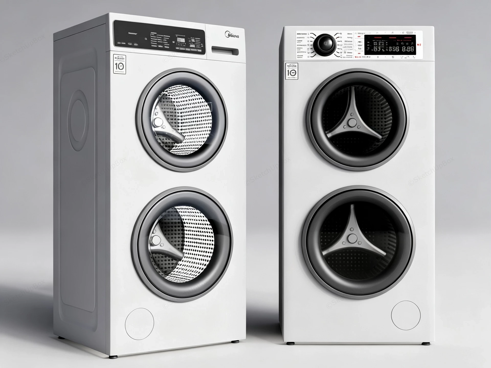 Modern Double Drum Washing Machines sketchup model preview - SketchupBox