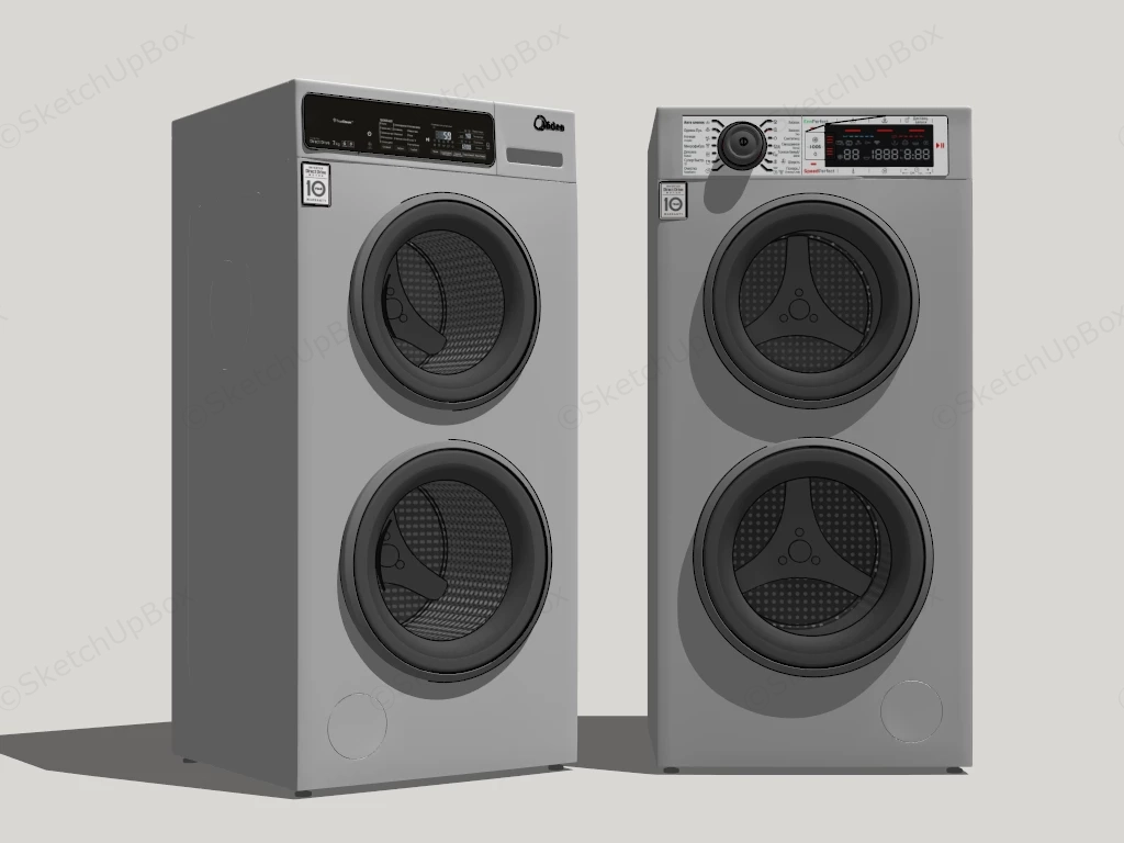Modern Double Drum Washing Machines sketchup model preview - SketchupBox
