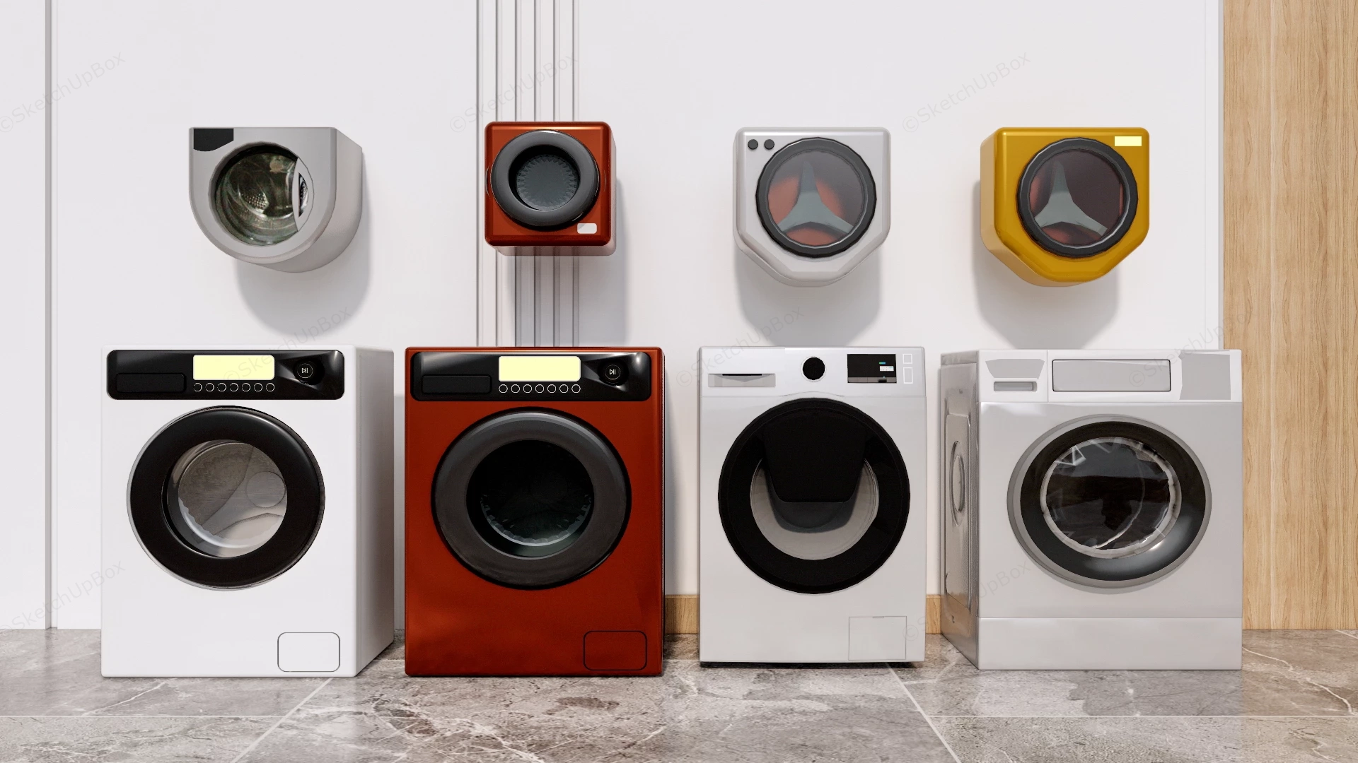 Collection Of Modern Washing Machines sketchup model preview - SketchupBox