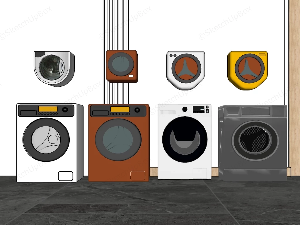Collection Of Modern Washing Machines sketchup model preview - SketchupBox