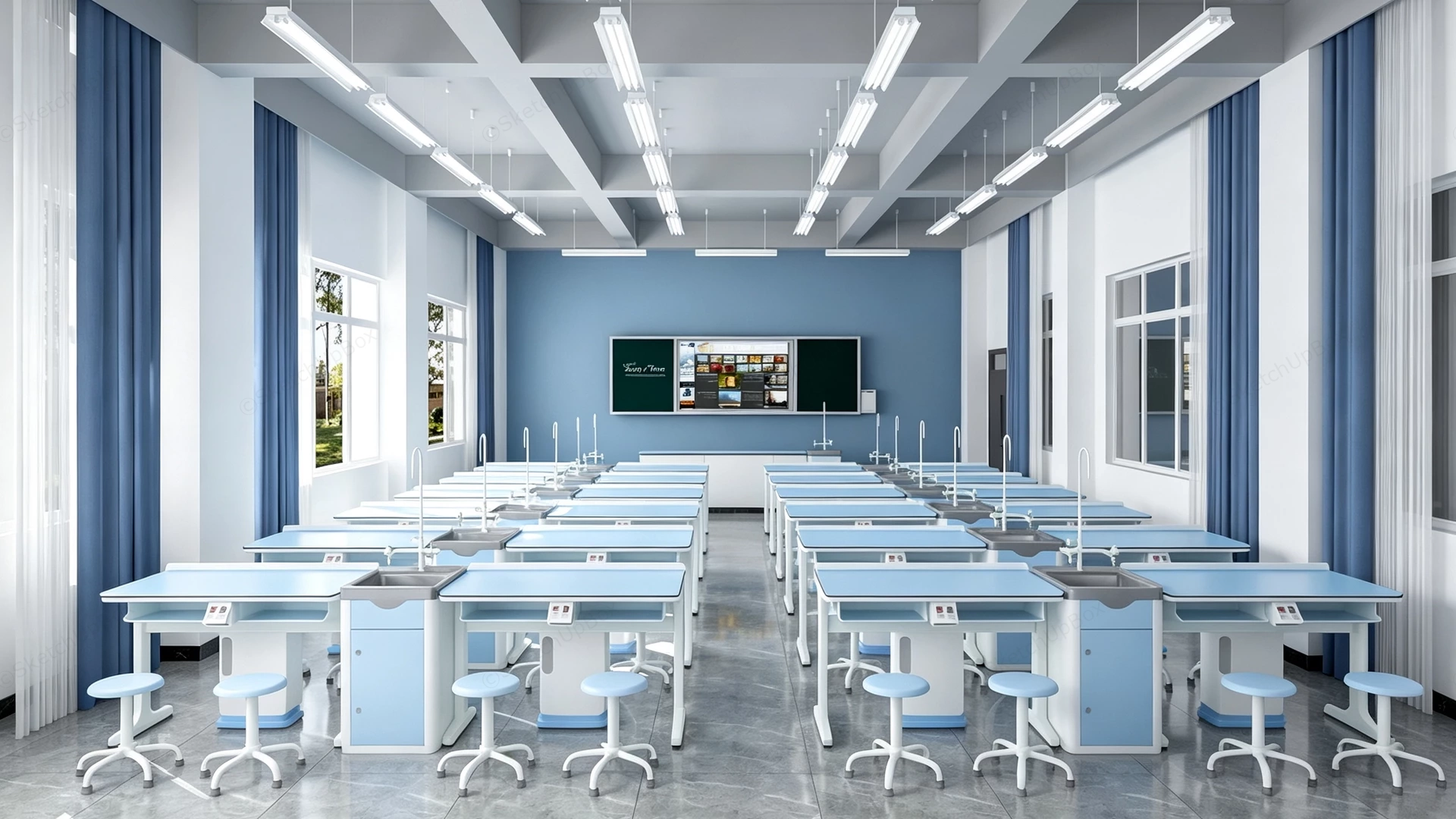 Modern School Science Laboratory Classroom sketchup model preview - SketchupBox