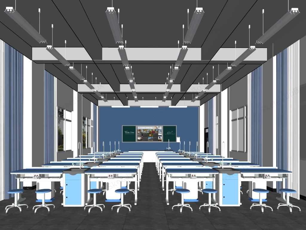 Modern School Science Laboratory Classroom sketchup model preview - SketchupBox