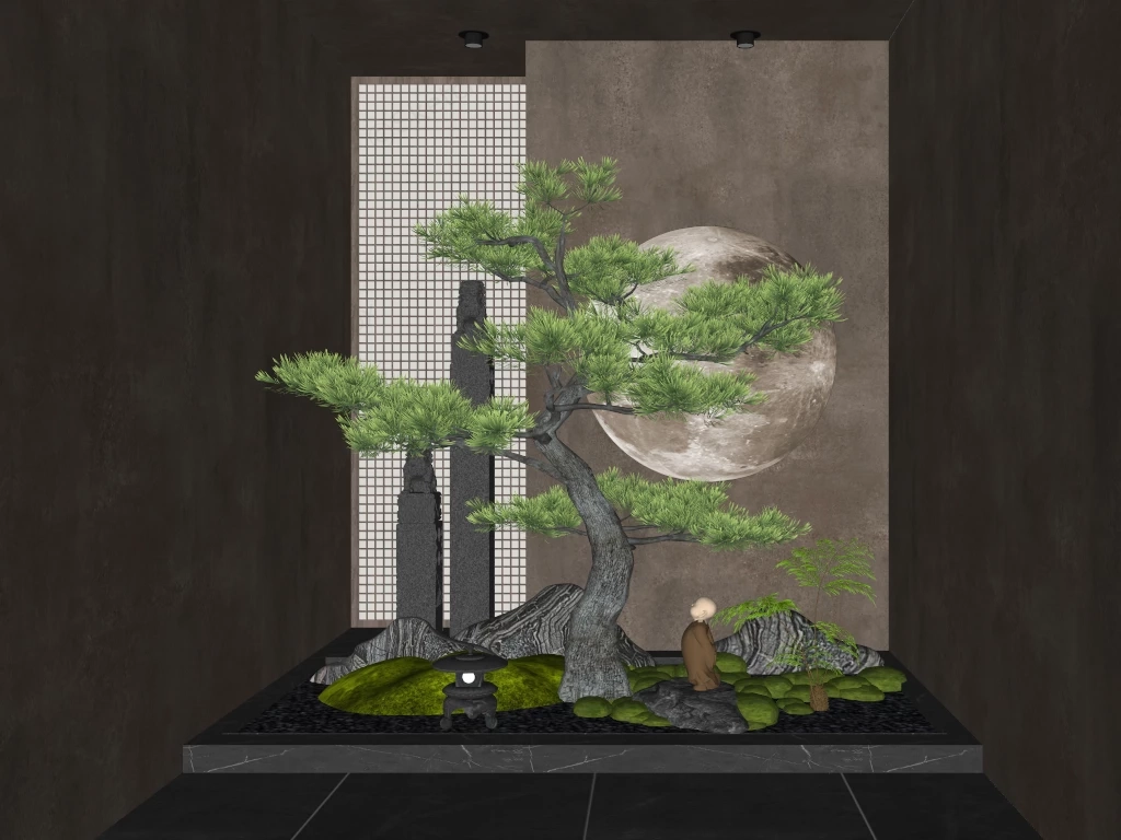 Indoor Zen Micro Landscape Display sketchup model preview - SketchupBox