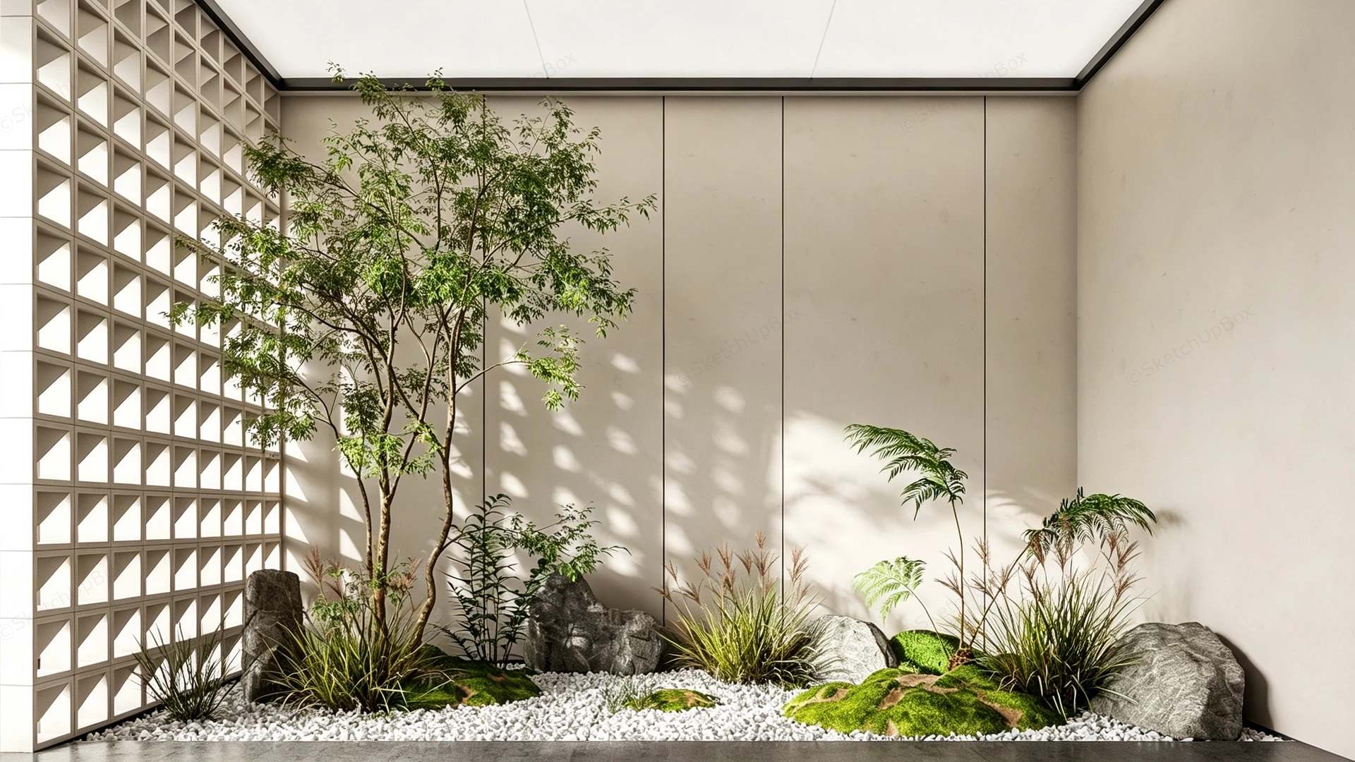 Indoor Zen Micro Landscape Garden sketchup model preview - SketchupBox