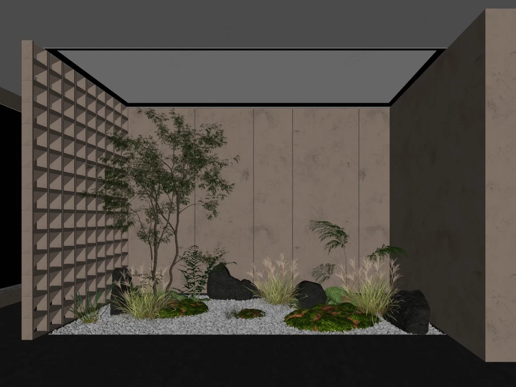 Indoor Zen Micro Landscape Garden sketchup model preview - SketchupBox