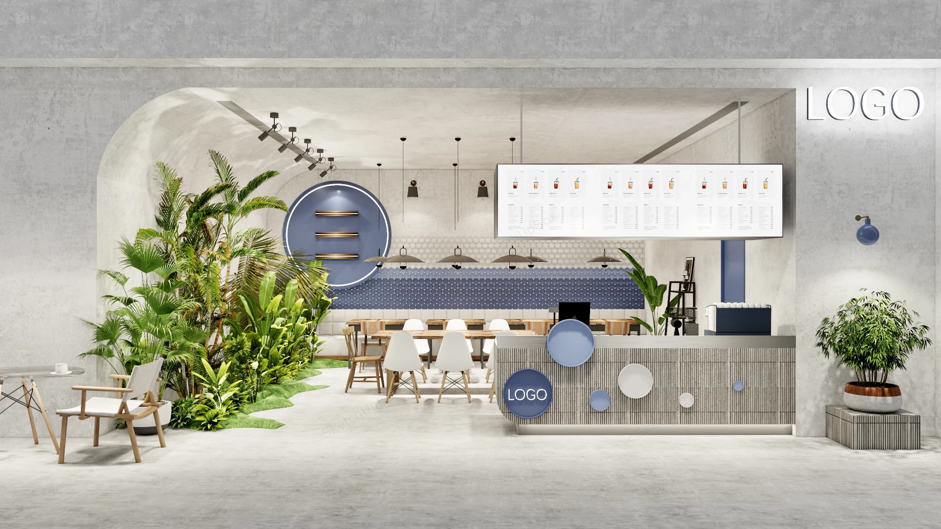 Tropical Themed Cafe & Bubble Tea Shop sketchup model preview - SketchupBox