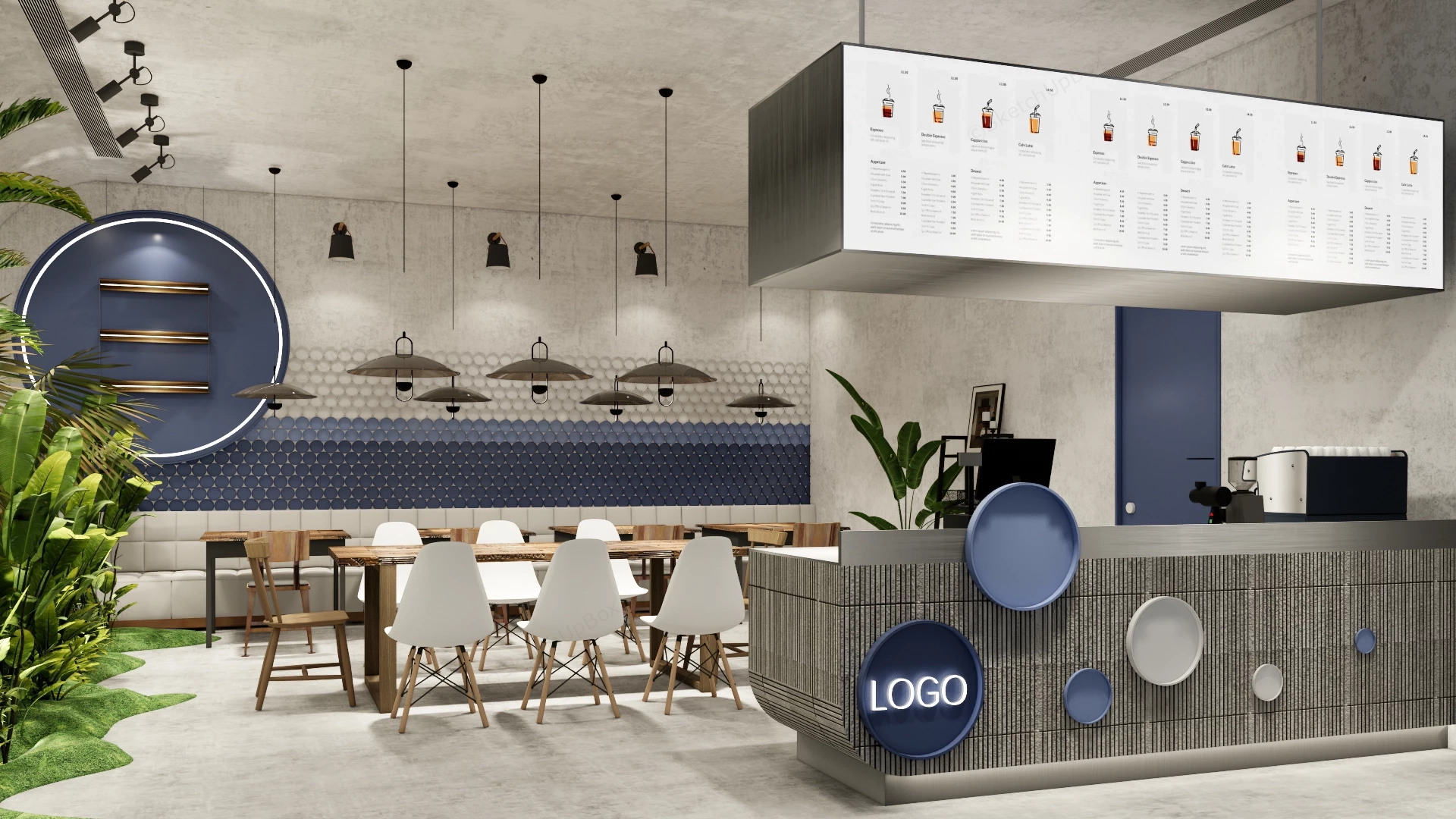 Tropical Themed Cafe & Bubble Tea Shop sketchup model preview - SketchupBox