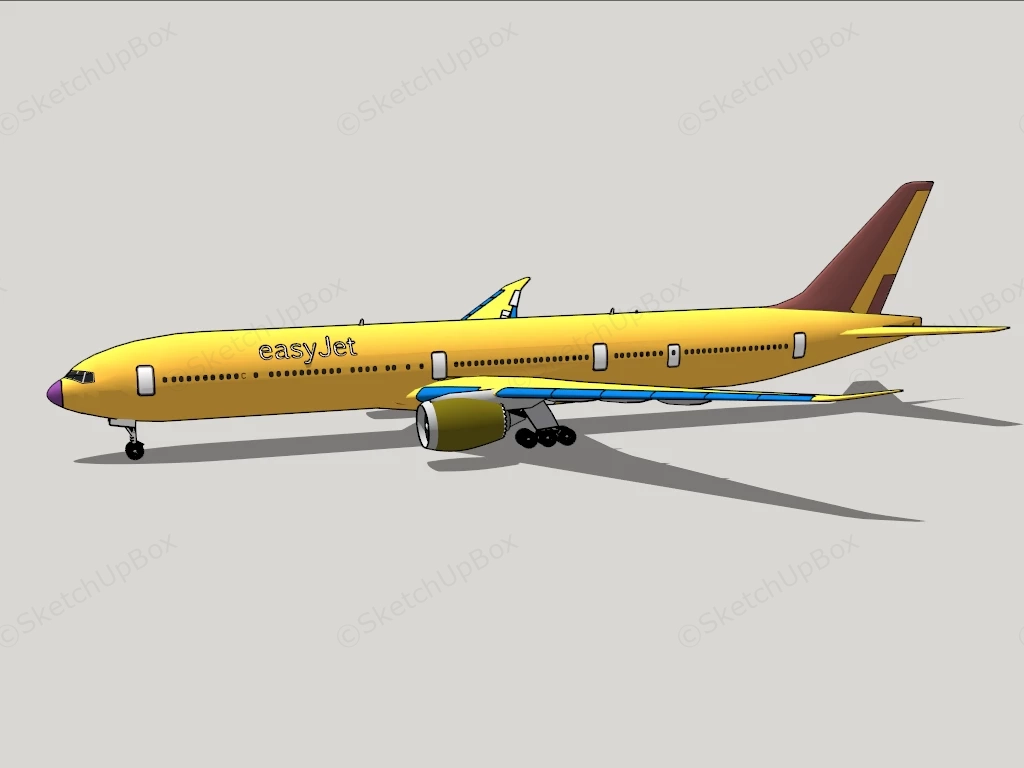 EasyJet Boeing 777 Aircraft sketchup model preview - SketchupBox