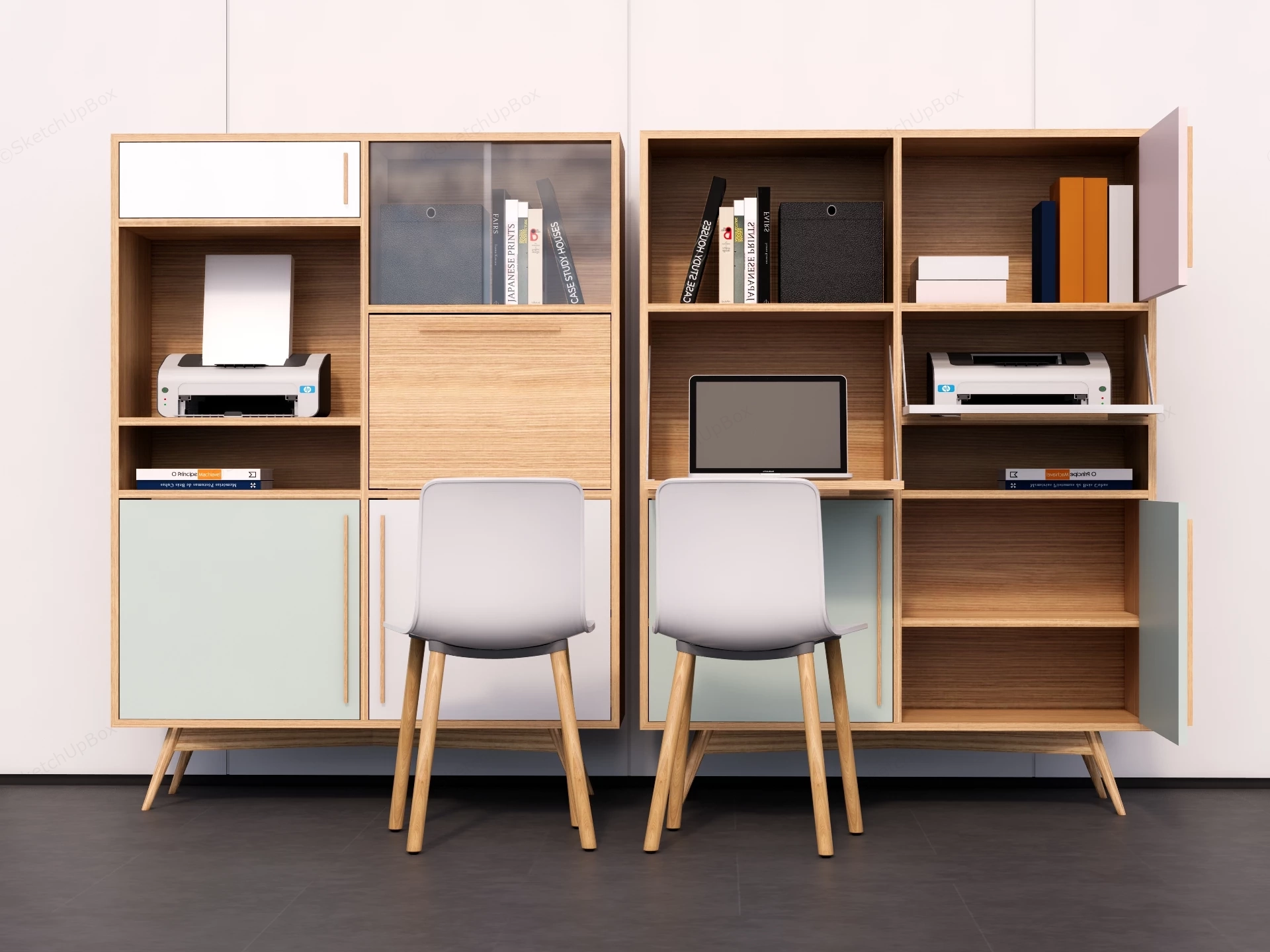 Modern Modular Home Office Workstation System sketchup model preview - SketchupBox