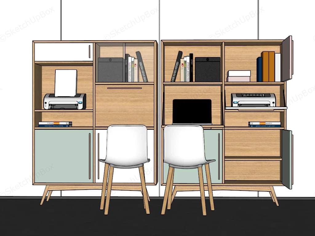 Modern Modular Home Office Workstation System sketchup model preview - SketchupBox