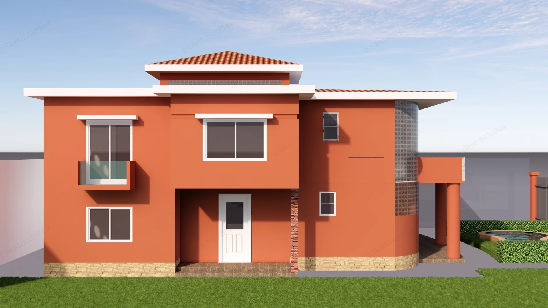 2 Story Residential House Design sketchup model preview - SketchupBox