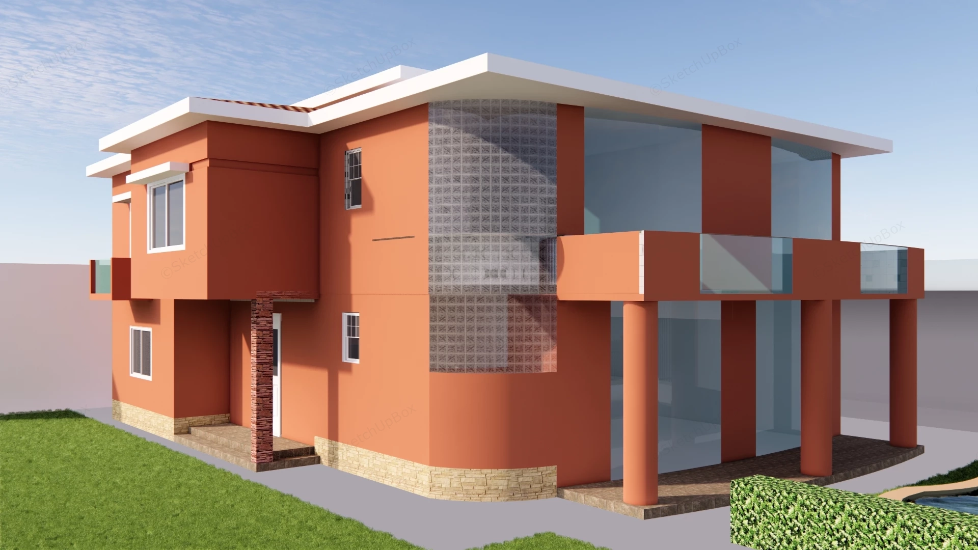 2 Story Residential House Design sketchup model preview - SketchupBox
