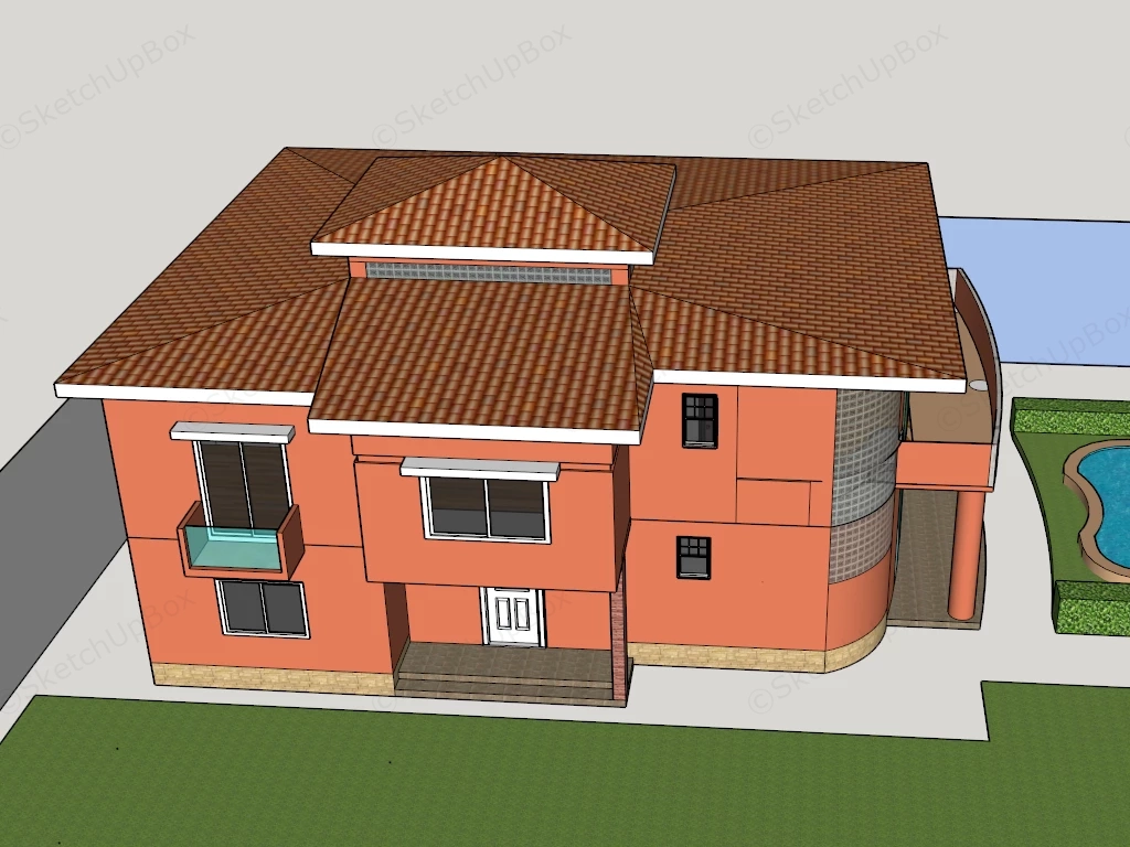 2 Story Residential House Design sketchup model preview - SketchupBox