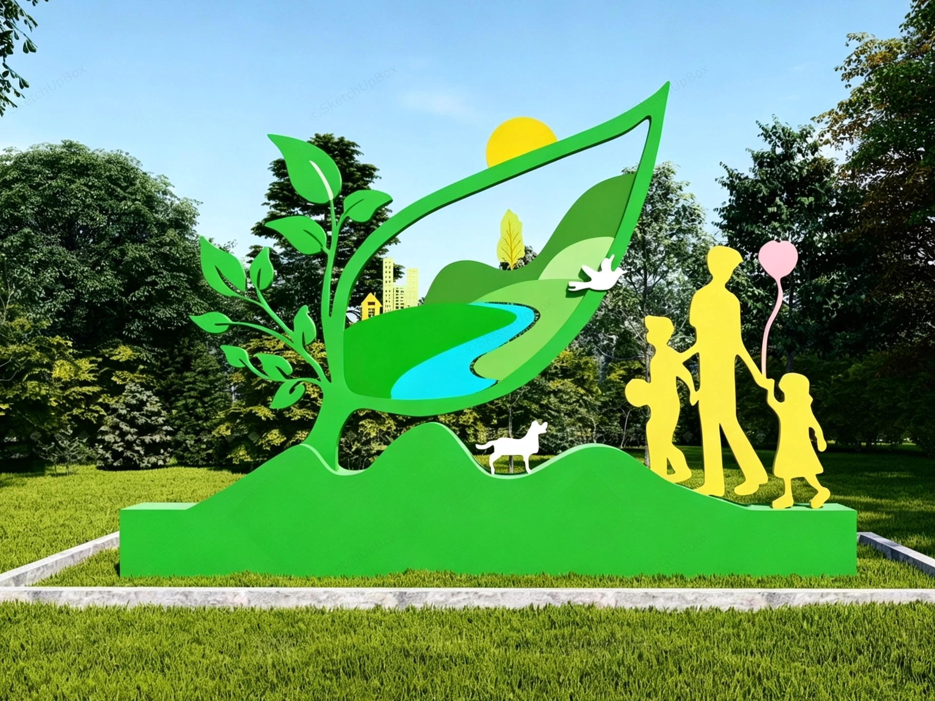 Eco Friendly Public Park Sculpture sketchup model preview - SketchupBox