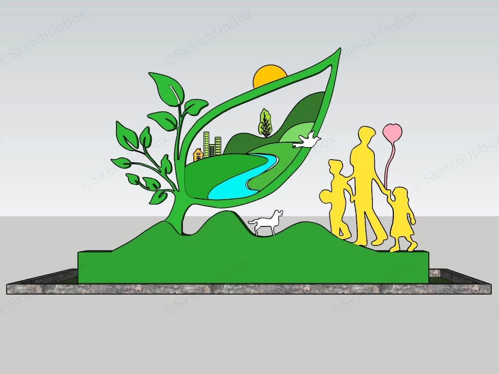 Eco Friendly Public Park Sculpture sketchup model preview - SketchupBox