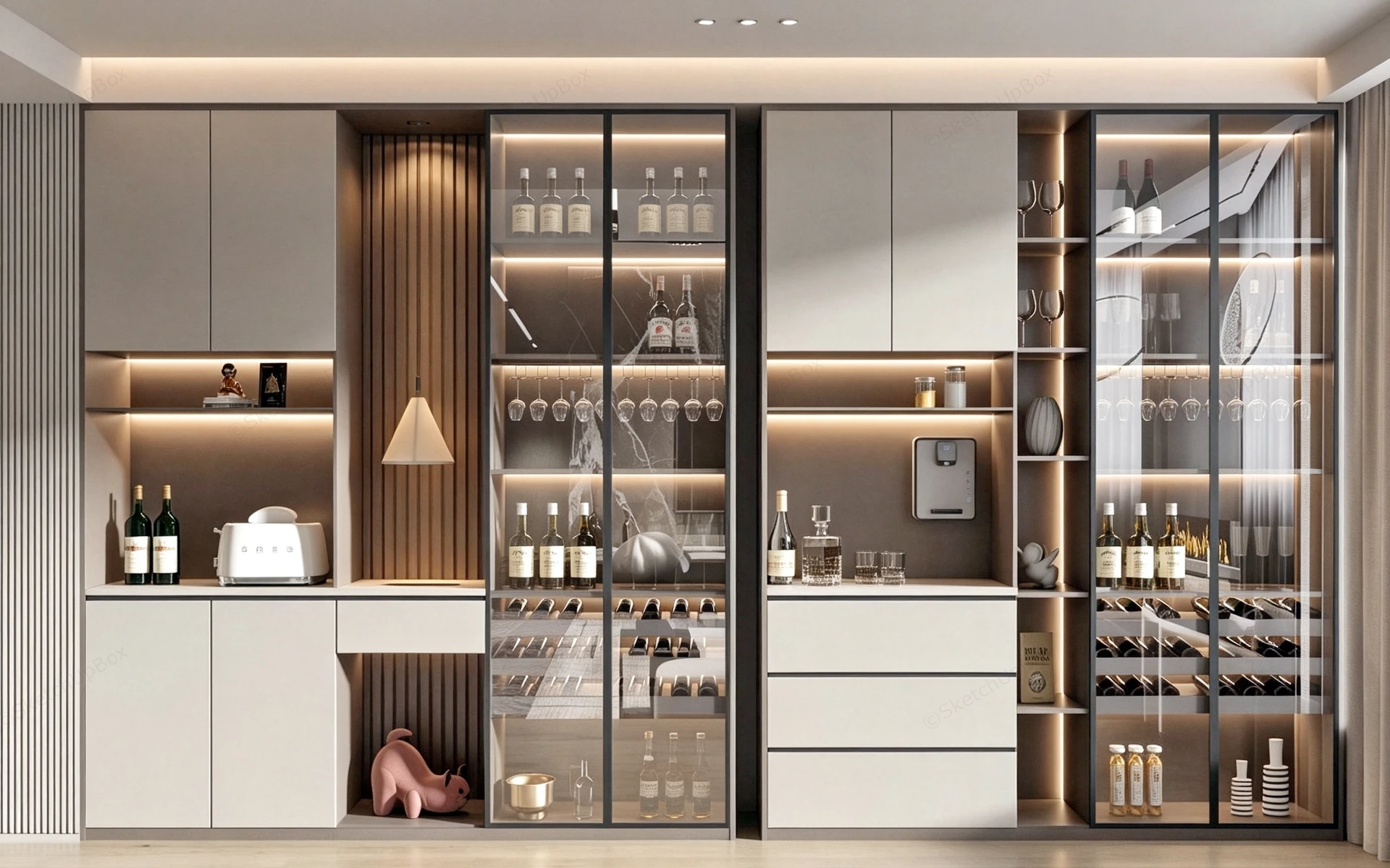 Modern Home Bar And Pantry Cabinet System sketchup model preview - SketchupBox