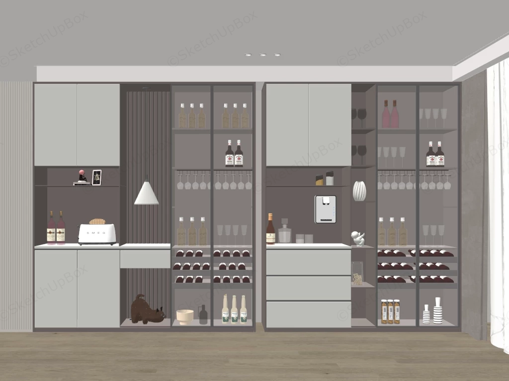 Modern Home Bar And Pantry Cabinet System sketchup model preview - SketchupBox