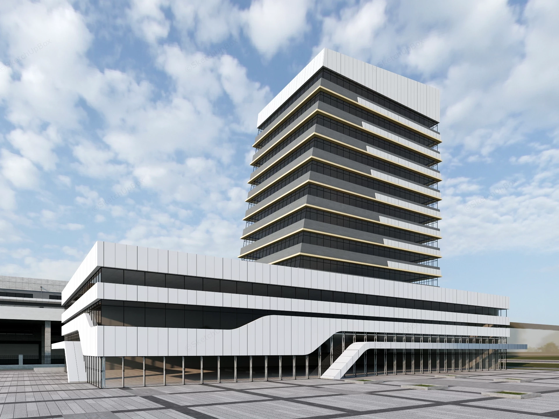 Modern Commercial Office Complex sketchup model preview - SketchupBox