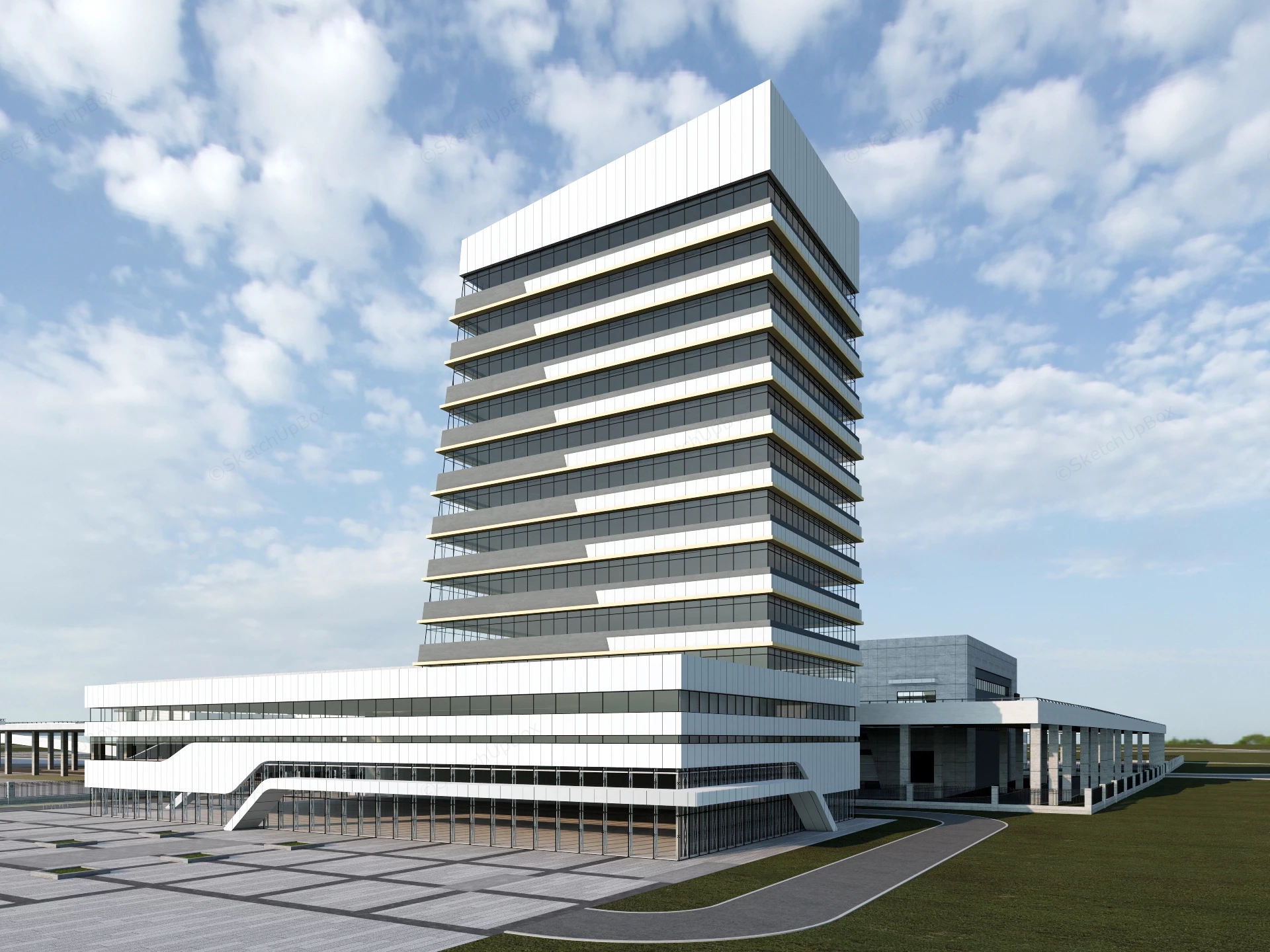 Modern Commercial Office Complex sketchup model preview - SketchupBox