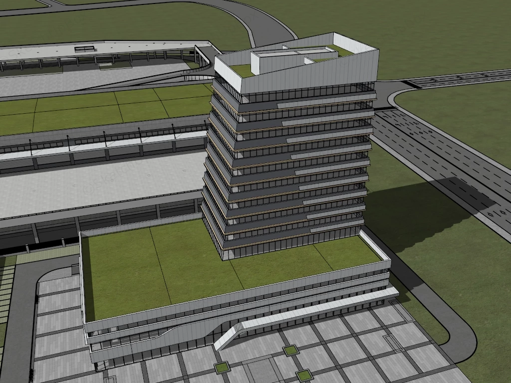 Modern Commercial Office Complex sketchup model preview - SketchupBox