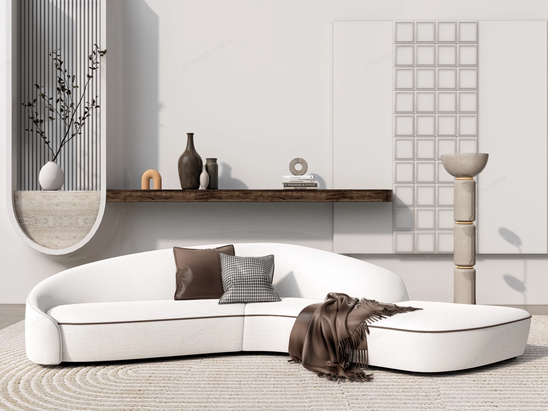 Minimalist Japandi Living Room Layout sketchup model preview - SketchupBox