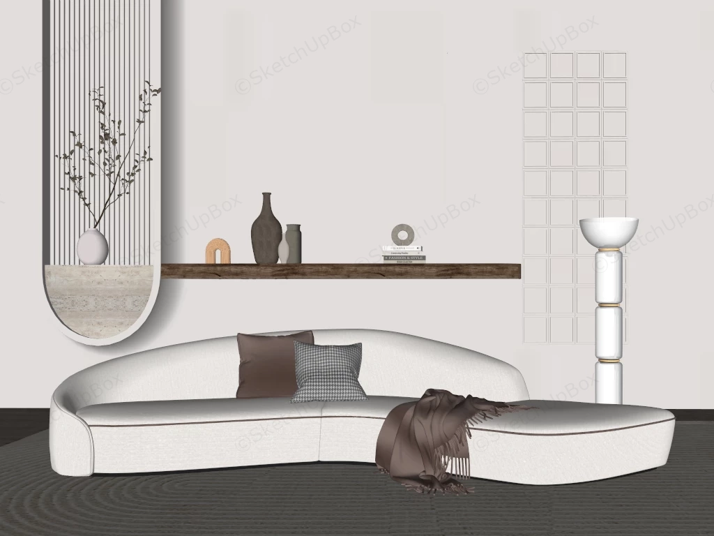 Minimalist Japandi Living Room Layout sketchup model preview - SketchupBox