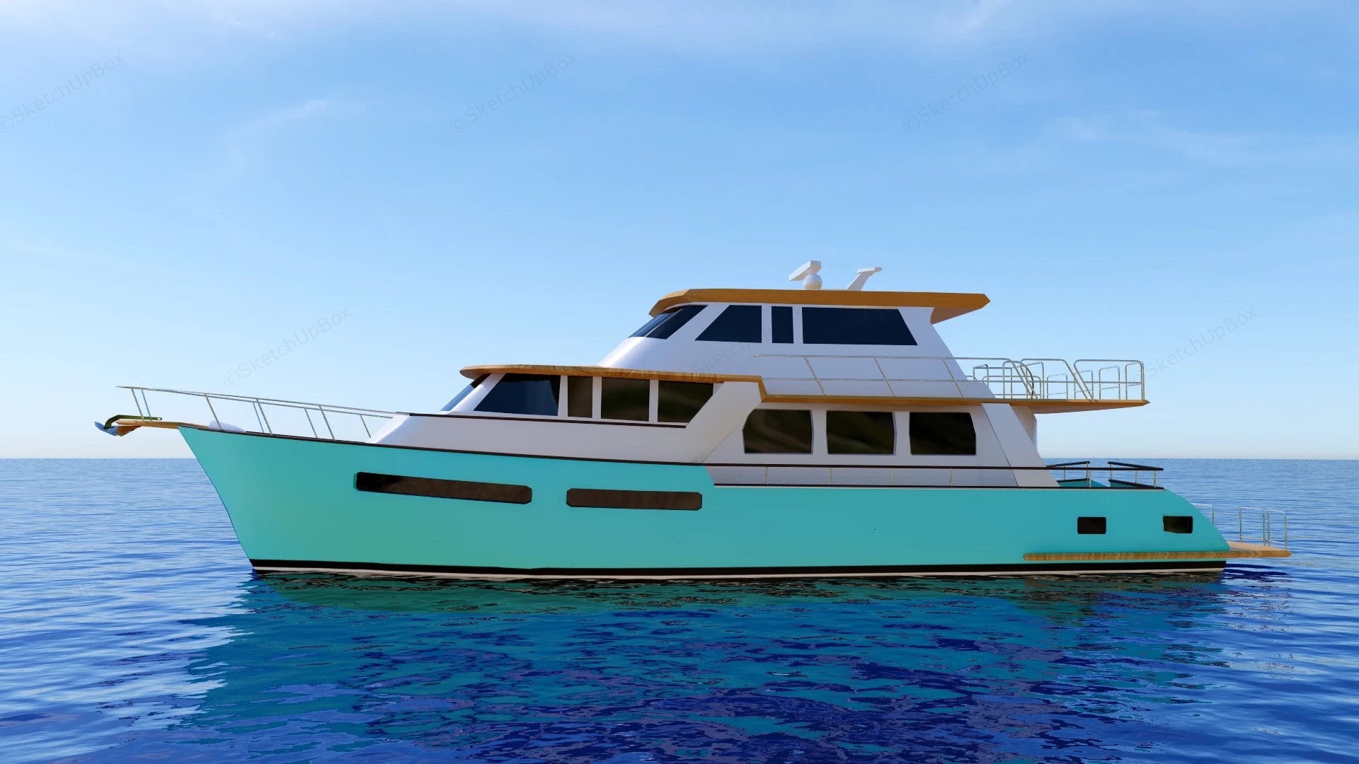 Long Range Cruiser Motor Yacht sketchup model preview - SketchupBox