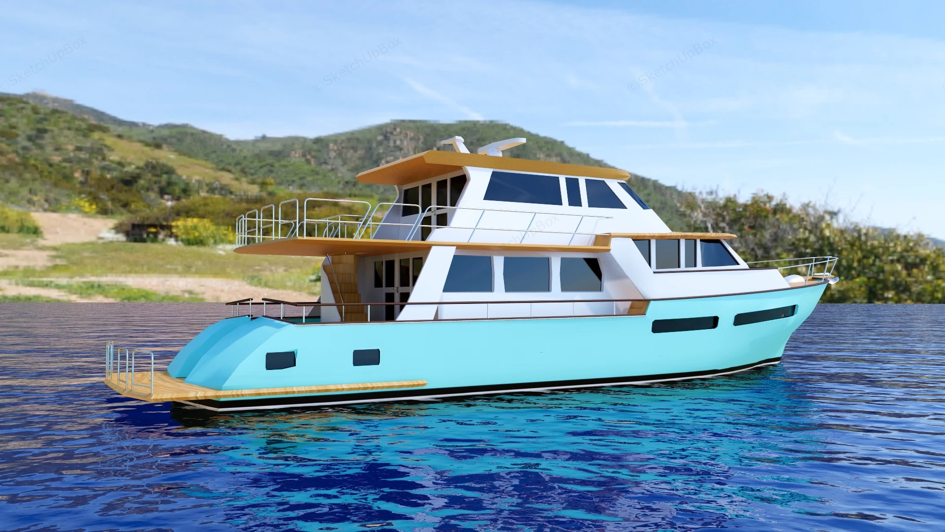 Long Range Cruiser Motor Yacht sketchup model preview - SketchupBox