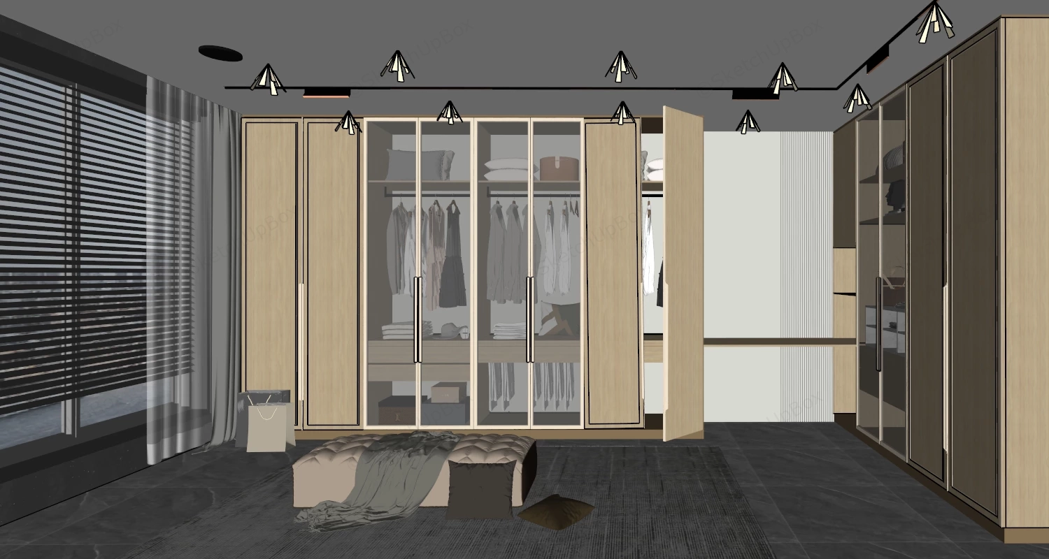 Luxury Walk In Wardrobe And Dressing Room Layout sketchup model preview - SketchupBox